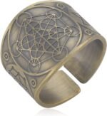 Amaxer Metatron’s Cube Ring for Men Stainless Steel Vintage Sacred Geometry Spir... - Image 2