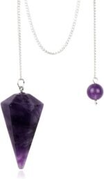 Amethyst Crystal Pendulum Stone Healing Quartz 12 Facet Reiki Charged Bead End F... - Image 2