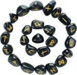 BEZAVO Black Tourmaline Rune Stones Set - Healing Crystals for Beginners, 25-Pie... - Image 2