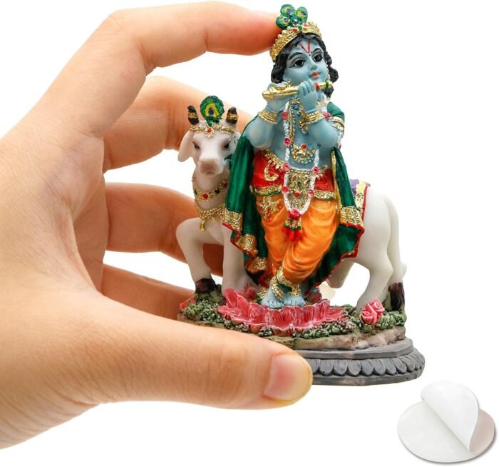 BangBangDa Hindu God Krishna Idol Statue - 3.7" H Small India Lord Krishna for C... - Image 2