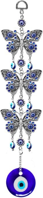 Blue Evil Eye Butterfly Hanging Decoration Nazar Amulet Wall Hanging Home Protec... - Image 2