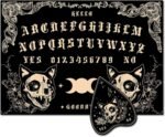 CREATCABIN Halloween Wood Spirit Talking Board with Gothic Design Skull Rectangl... - Image 2