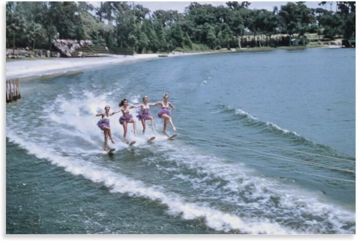 Cypress Gardens Female Water Skiers Florida Vintage Poster (6) Canvas Painting W... - Image 2