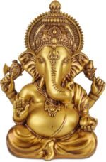 Decorative Lord Ganesha Statue | Gold Finish Hindu God Idol | Idol for Pooja Roo... - Image 2