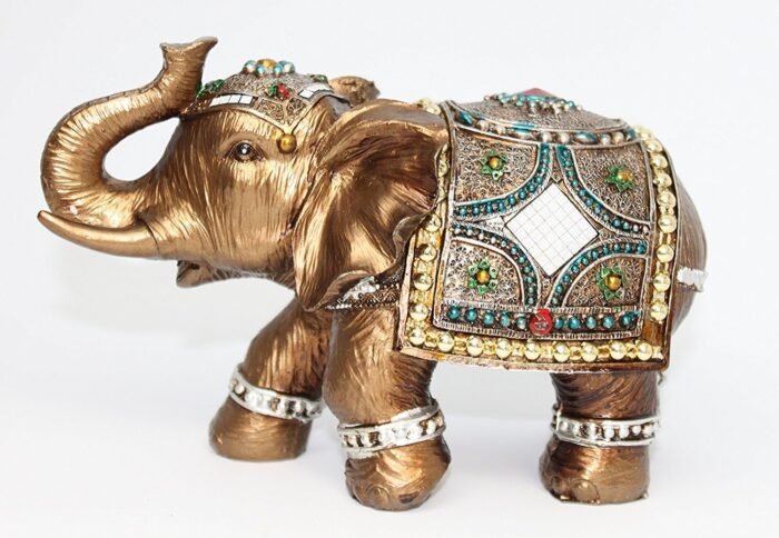 Feng Shui Brass Color 6" Elegant Thai Elephant Trunk Statue Wealth Lucky Figurin... - Image 2