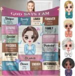 God Says I Am Blanket, Personalized Christian Throw Blanket,Inspirational Jesus ... - Image 2