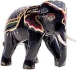 NOVICA Artisan Handmade Goldaccented Wood Sculpture Raintree Elephant Multicolor... - Image 2