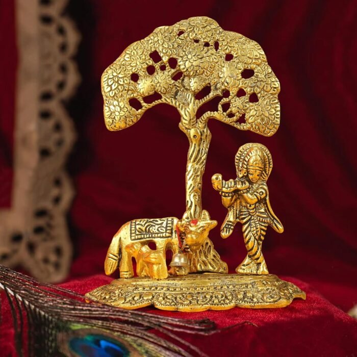 TIED RIBBONS Lord Krishna with Cow and Calf Idol for Pooja, Mandir, Office, Temp... - Image 2