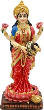 alikiki Standing Lakshmi Idol Statue - 8.3”H Hindu Goddess Laxmi MATA India Diwa... - Image 2