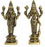 eSplanade Brass Lakshmi Narayan Pair - Lord Vishnu Laxmi Murti Idol Statue Sculp... - Image 2
