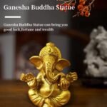 Hindu Gold Lord Ganesha Statues,1PC Mini Indian Elephant God Statue Resin Sculpt... - Image 5