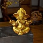 Hindu Gold Lord Ganesha Statues,1PC Mini Indian Elephant God Statue Resin Sculpt... - Image 6