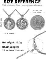St Benedict Necklace for Men Women, 18K Gold Plated/Black Metal/Stainless Steel ... - Image 5