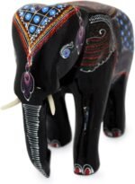 NOVICA Black Good Luck Rain Tree Wood Sculpture, 4.5" Tall 'Young Thai Elephant' - Image 3