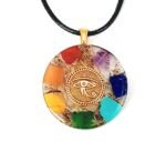 Orgonite pendant with golden Eye of Horus and natural Seven Chakra stones. Egypt... - Image 3