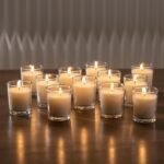 Housecret 24 Pack Warm White Unscented Clear Glass Filled Votive Candles. Hand P... - Image 3