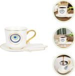 Luxshiny Evil Eye Coffee Cups Set: Turkish Blue Eye Espresso Cup Water Milk Mug ... - Image 7