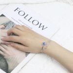 SmileBelle Silver Evil Eye Bangle Bracelets for Women, Mexican Adjustable Stainl... - Image 3