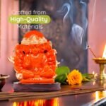 Vedic Charya 7-Inch Panchmukhi Hanuman Statue – Handcrafted Orange Polyresin Ido... - Image 7