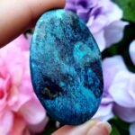 Shattuckite Polished worry stone with thumb rubbing dip Natural Healing Crystal ... - Image 3