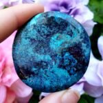 Shattuckite Polished worry stone with thumb rubbing dip Natural Healing Crystal ... - Image 7