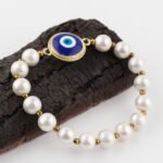 YASHEE Evil Eye With Freshwater Pearl Beaded Crystals Bracelet, Amulet Protectio... - Image 3