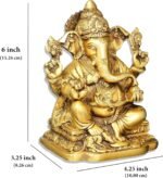Gajamukha Ganesha Brass Statue (15.24 CM, 10.80 CM, 8.26 CM) Golden, Decorative ... - Image 4