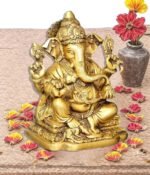 Gajamukha Ganesha Brass Statue (15.24 CM, 10.80 CM, 8.26 CM) Golden, Decorative ... - Image 8