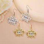Dreamtimes Evil Eye Earrings for Women Evil Eye Lotus Protection Pendant Earring... - Image 8