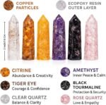 Healing Crystal Wand Set of 6, Orgonite, Included 3" Amethyst Crystal, Tigers Ey... - Image 3