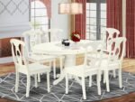 East West Furniture AVKE7-LWH-W 7 Piece Dining Table Set Consist of an Oval Dini... - Image 3