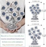 Evil Eye Flowers Lucky Tree with Silver Ganesha Hindu Elephant God Statue Home O... - Image 3