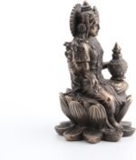 Veronese Design 3.3" Hindu God Lakshmi Sitting On Lotus Resin Figurine Bronze Fi... - Image 4