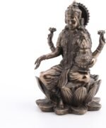 Veronese Design 3.3" Hindu God Lakshmi Sitting On Lotus Resin Figurine Bronze Fi... - Image 8