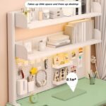 Clamp On Desk Organizer Shelf, White Desk Extender Pegboard Workstation,Computer... - Image 5