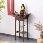 Bamboo Shrine Altar Table with Pull Out Board, Meditation Table with Storage, Pr... - Image 2