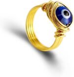COLORFUL BLING Size 6 to 9 Turkish Lucky Symbol Blue Evil Eye Rings for Women Ti... - Image 2
