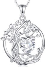 FANCIME Tree of life Birthstone necklace Sterling Silver Pendant Birthstone Neck... - Image 2