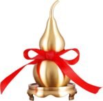 Feng Shui Wu Lou Brass Golden Gourd with Holder and Red Luck Strip for Home Deco... - Image 2