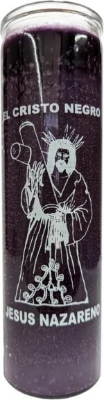 Generic El Cristo Negro (Jesus Nazareno) Purple Pillar Candle - Image 2