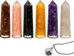 Healing Crystal Wand Set of 6, Orgonite, Included 3" Amethyst Crystal, Tigers Ey... - Image 2