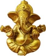 Hindu Gold Lord Ganesha Statues,1PC Mini Indian Elephant God Statue Resin Sculpt... - Image 2
