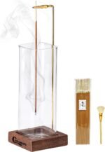 Incense Holder, Wooden Incense Holder for Sticks with Glass Ash Catcher, Anti-as... - Image 2