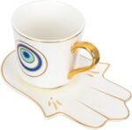 Luxshiny Evil Eye Coffee Cups Set: Turkish Blue Eye Espresso Cup Water Milk Mug ... - Image 2