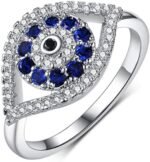 OIDIMS Blue Turkish Evil Eye Cubic Zirconia Rings for Women Men Dainty Band Ster... - Image 2