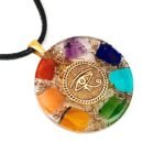Orgonite pendant with golden Eye of Horus and natural Seven Chakra stones. Egypt... - Image 2