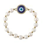 YASHEE Evil Eye With Freshwater Pearl Beaded Crystals Bracelet, Amulet Protectio... - Image 2