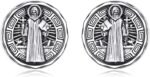 YFN Saint Michael Earrings Sterling Silver Religious Protector Earrings St Micha... - Image 2
