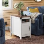 WLIVE White Farmhouse End Table for Living Room, Narrow Side Table with Charging... - Image 3