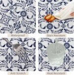60x120inches Rectangle Tablecloth Blue and White Porcelain Floral Mexican Talave... - Image 5